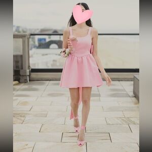 Loveshack Fancy pink bow dress